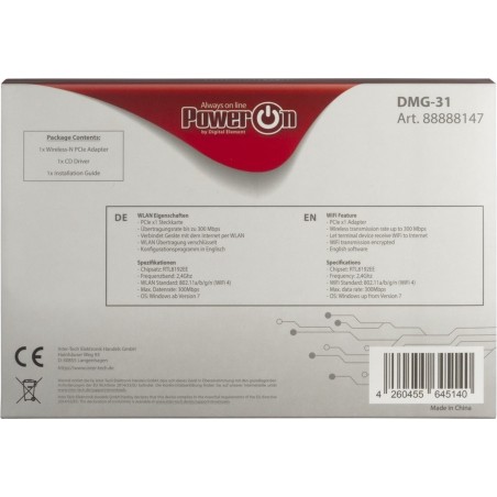 "Inter-Tech DMG-31 PCI Express x1 Network Adapter - 300Mbps High-Speed Connectivity for Enhanced Performance"